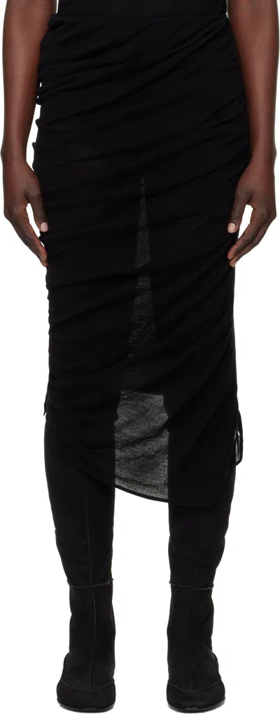 Issey Miyake Black Ambiguous Wool Midi Skirt In 15 Black