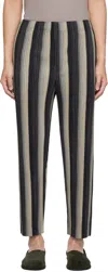 Issey Miyake Black & Beige Ronan Bouroullec Edition Rb_stripes 2 Trousers In 15-black