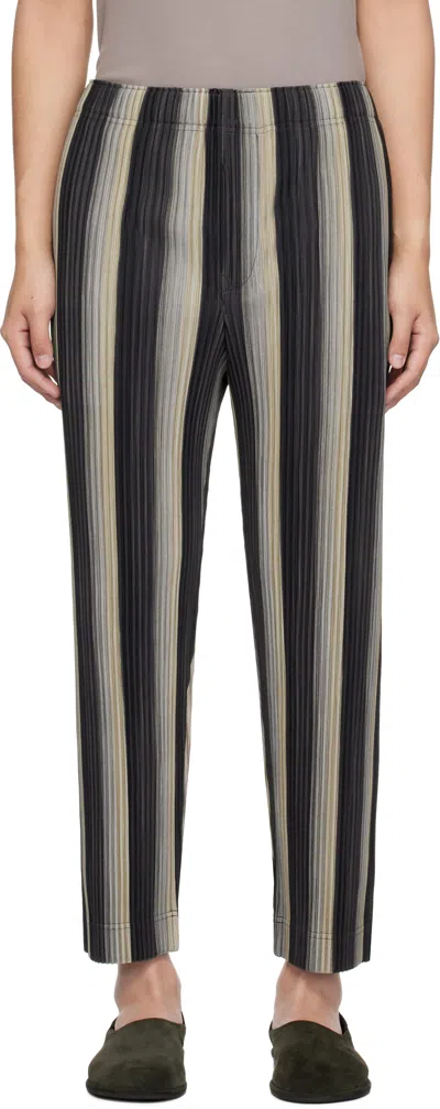 Issey Miyake Black & Beige Ronan Bouroullec Edition Rb_stripes 2 Trousers In 15-black