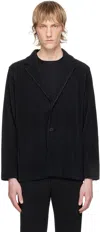 Issey Miyake Plissé Single-breasted Blazer In Black