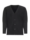 Issey Miyake Ribbed Texture V-neck Sweater With Long Sleeves In Black