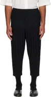 Issey Miyake Cropped Pleated Jogger Pants With Textured Finish In Black