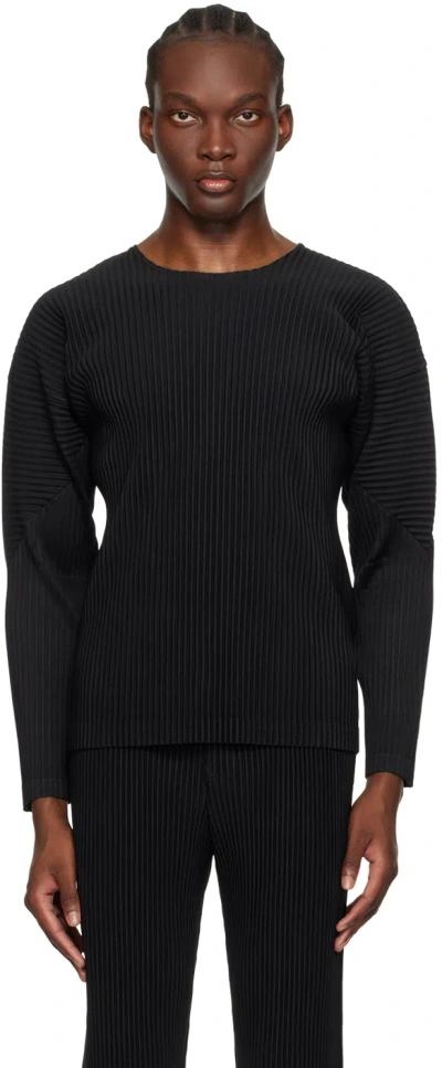 Issey Miyake Black Basics Long Sleeve T-shirt In 15-black