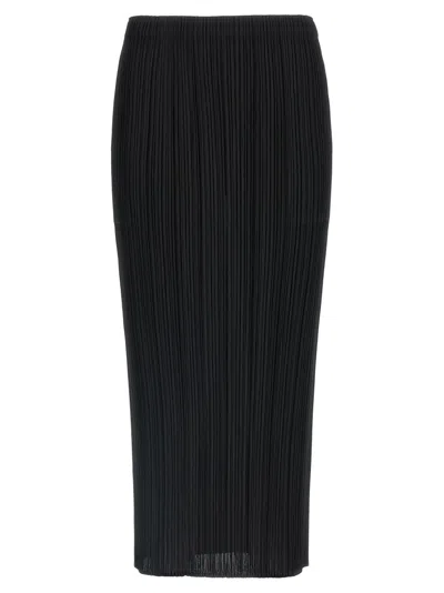 ISSEY MIYAKE BLACK BASICS PLEATED MIDI SKIRT