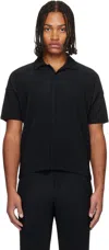 Issey Miyake Midnight Blue Polyester Polo Shirt In Black