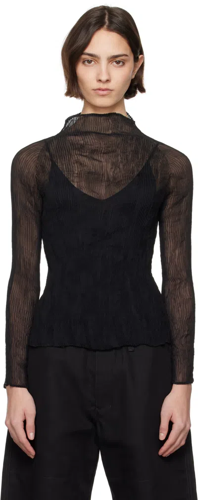 ISSEY MIYAKE BLACK CHIFFON TWIST BK/WT-56 TURTLENECK