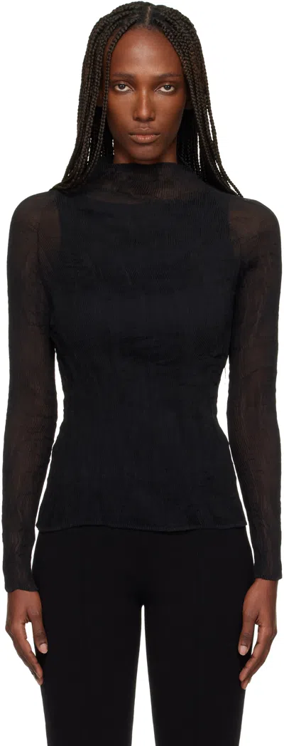 Issey Miyake Black Chiffon Twist Top