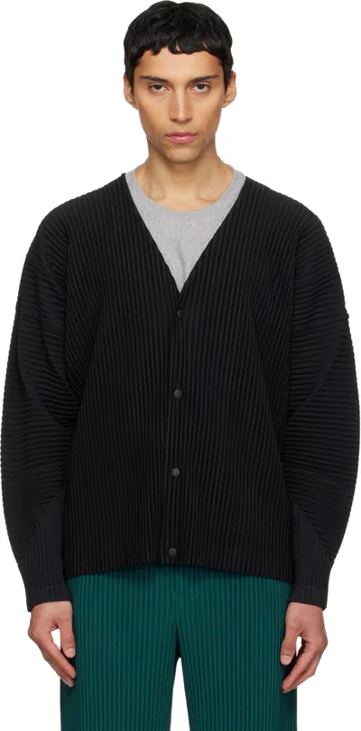 ISSEY MIYAKE BLACK COLOR PLEATS 1 CARDIGAN