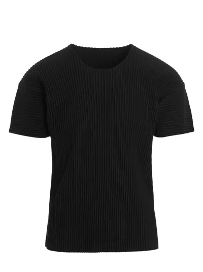 ISSEY MIYAKE BLACK CREWNECK PLEATED T-SHIRT