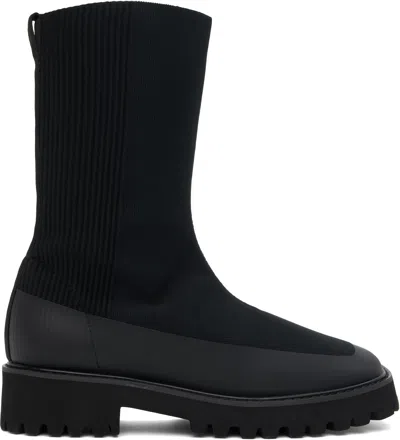 Issey Miyake Black Easy Knit Boots In 15 Black