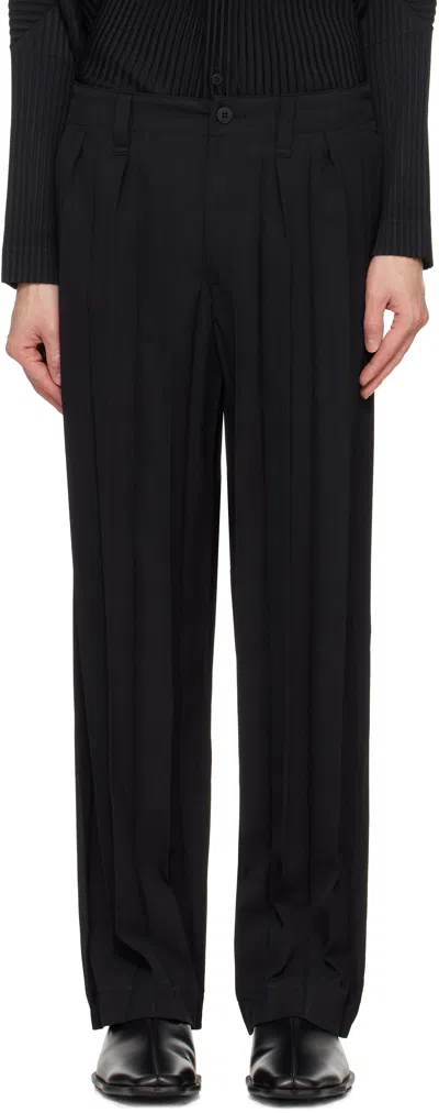 Issey Miyake Black Edge Ensemble Trousers In 15-black