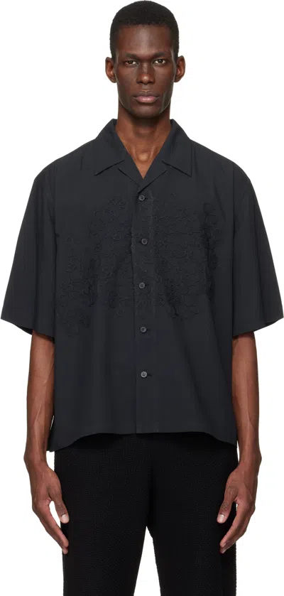 Issey Miyake Embroidered Embossed Shirt In Black