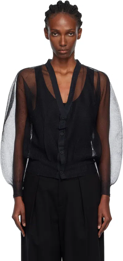 Issey Miyake Black Encase Cardigan In Animal Print