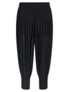 Issey Miyake Trousers Elastic Waistband Ribbed Cuffs In Black