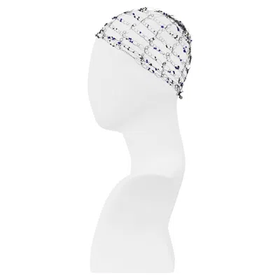 Pre-owned Issey Miyake Black Hairnet With Blue Beads