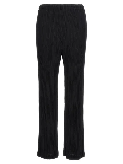 ISSEY MIYAKE BLACK HATCHING PLEATS PANTS