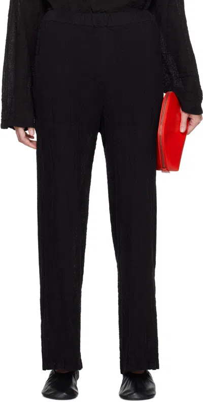 Issey Miyake Black Karami Wool Trousers In 15 Black
