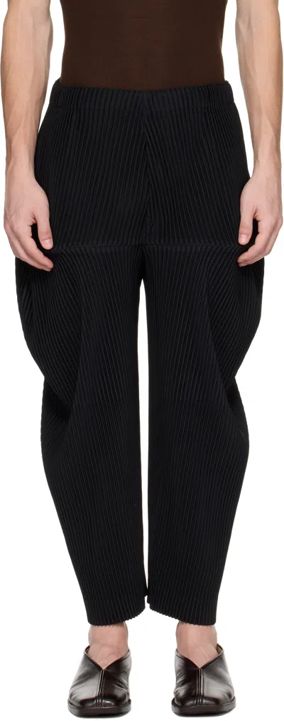 Issey Miyake Black Kinetic Sculpture Trousers In Blue