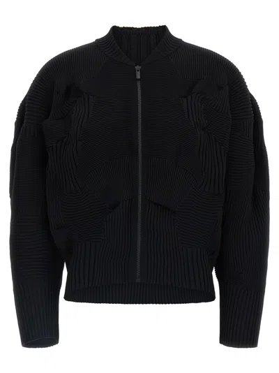 ISSEY MIYAKE BLACK KONE KONE CARDIGAN