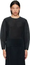 Issey Miyake Black Light Mesh Long Sleeve T-shirt In 15-black