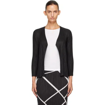 Issey Miyake Black Mellow Pleats Cardigan In 15-black
