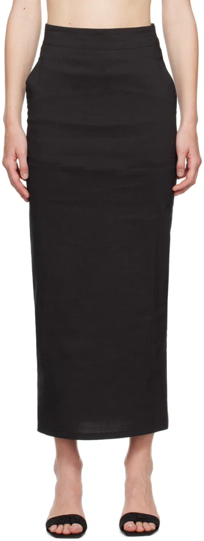 Issey Miyake Black Membrane Midi Skirt In 15- Black