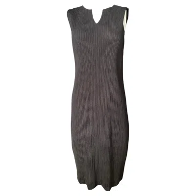 Pre-owned Issey Miyake Black Midi Dress, Size 2