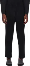 Issey Miyake Pleated Design Pants With Straight Tapered Leg Silhouette In 15-black