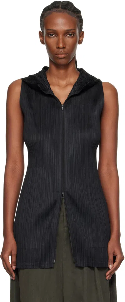 Issey Miyake Black Monthly Colors April Hooded Long Vest