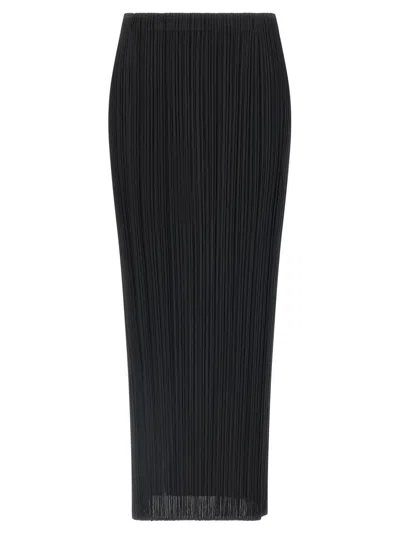 Issey Miyake August Midi Skirt Pleated Design In Black