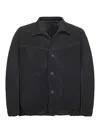 Issey Miyake Textured Fabric Jacket Elastic Hem Front Pocket In Black