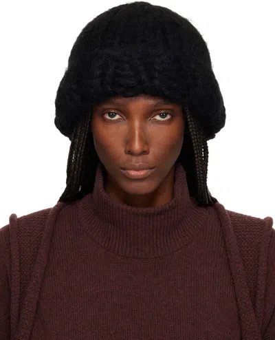 Issey Miyake Black November Silk Mohair Beanie In Brown