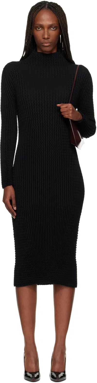 Issey Miyake Black October Spongy-bk58 Midi Dress