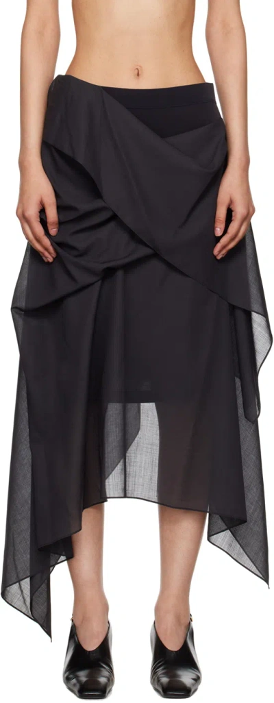 Issey Miyake Black Over The Body Midi Skirt In 15-black