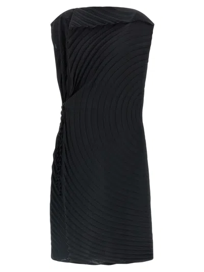 ISSEY MIYAKE BLACK PAPER BAG PLEATS DRESS