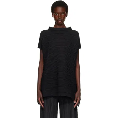 Issey Miyake Black Paper Bounce Knit Blouse In 15-black