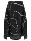 Issey Miyake Abstract Pattern Knee-length Skirt With Elastic Waistband In Black