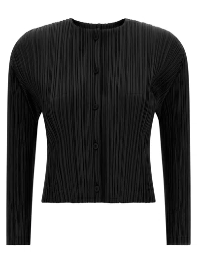 ISSEY MIYAKE BLACK PLEATED CARDIGAN