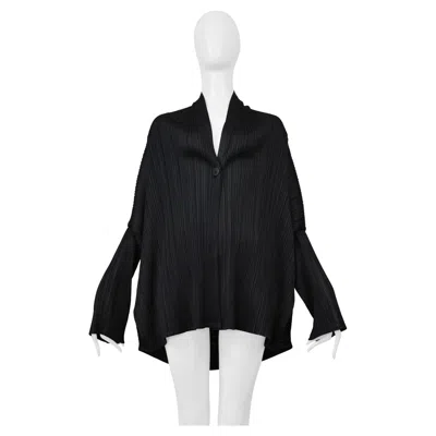 Pre-owned Issey Miyake Black Pleated Diamond Back Shell Jacket With One Button