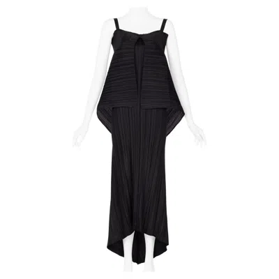 Pre-owned Issey Miyake Black Pleated Sculptural Maxi Dress, 1990s Museum Collection