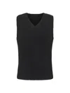 Issey Miyake Ribbed Sleeveless V-neck Vest In Black