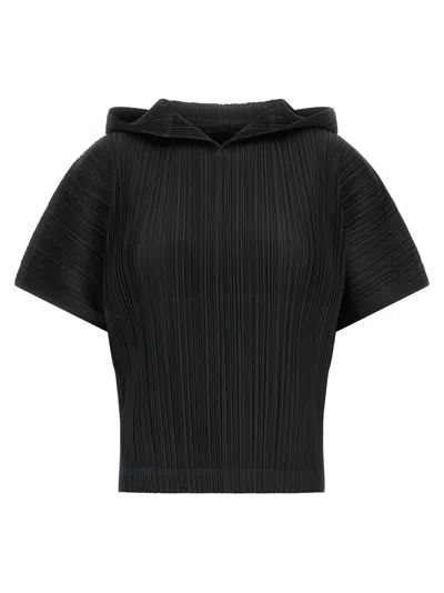 ISSEY MIYAKE BLACK PLEATED TOP