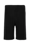 Issey Miyake Ribbed Texture Elastic Waistband Bermuda Shorts In Black