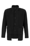 Issey Miyake Black Polyester Cardigan In Gray