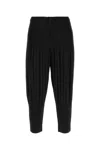 Issey Miyake Cropped Pleated Jogger Pants With Textured Finish In Black