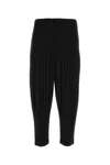 Issey Miyake Basics Plissé Tapered Trousers In Black
