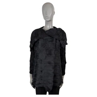 Pre-owned Issey Miyake Black Polyester Pleated Draped Wrap Jacket 2 S