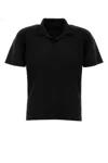 Issey Miyake Ribbed Texture Polo Shirt With Short Sleeves In Black