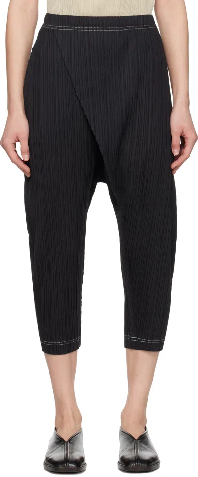 Issey Miyake Black Ramie Pleats Trousers In 15 Black