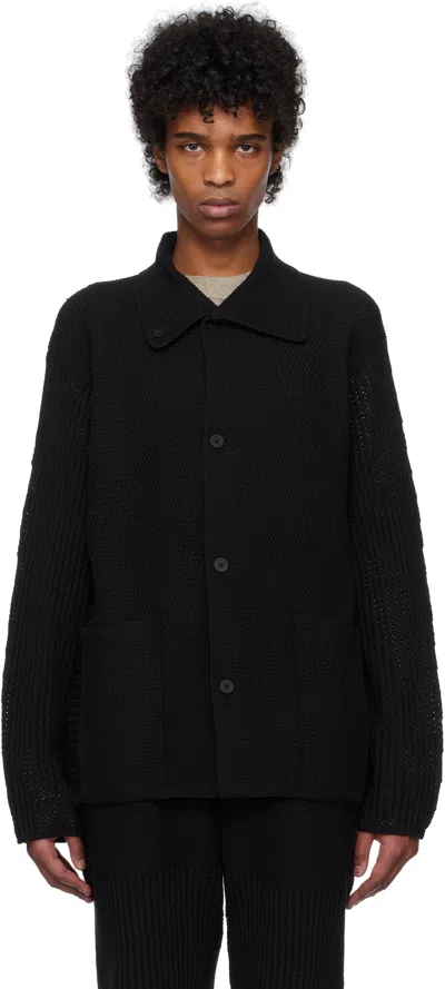 Issey Miyake Black Rustic Knit Cardigan